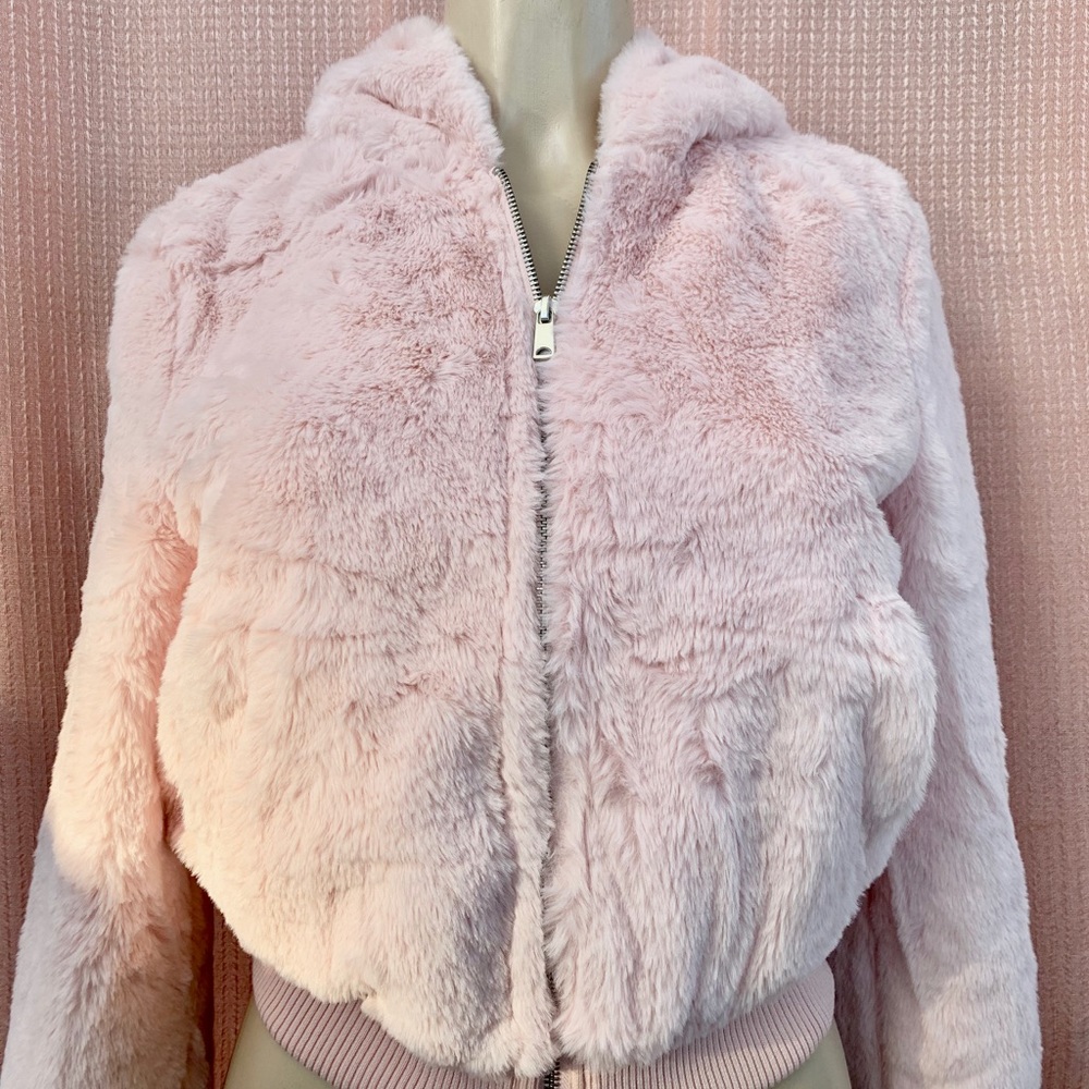 pink soft fuzzy jacket! size S!